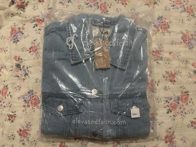 Nueva chaqueta de mezclilla Christian Elevated Faith para hombre grande azul Foto 1 de 3