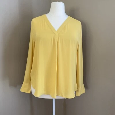 Ann Taylor Yellow Long Sleeve Relaxed V Neck Blouse Top woman’s Plus Size XXL - Image 1 of 4