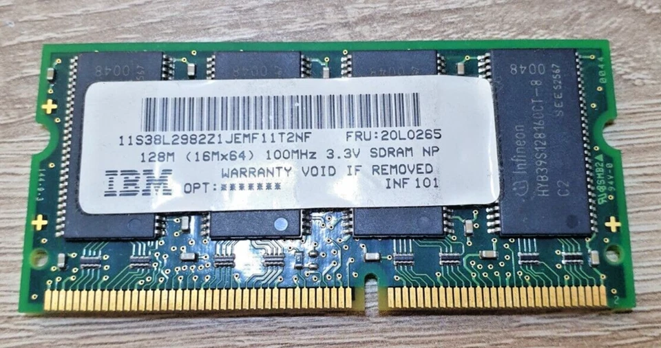 128MB IBM EDO RAM | PC-100 | 100MHz | SO-DIMM 144-pol. CL2 | MT8LSDT1664HG-10EB1 - Bild 1 von 2