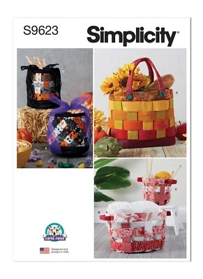 SIMPLICITY 9623 FABRIC BUCKET BASKETS Sewing Pattern designed for Jelly Rolls - Image 1 of 4