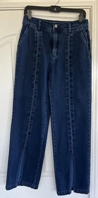 Pantalones de mezclilla Suri 28 azules de tiro alto con abertura frontal de algodón únicos usados en excelente estado Foto 1 de 4