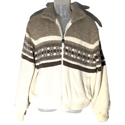 Montgomery Ward Pescador Suéter Chaqueta de Campamento, Sherpa Forrado de Vellón XL, Crema De Colección Foto 1 de 4