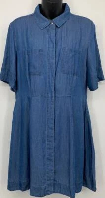 Nuevo vestido para mujer Walter Baker talla grande L calce acampanado cambray denim con botones Foto 1 de 4