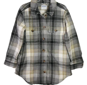 Old Navy Damen Gr. M Soft-Brushed Utility Shacket grau grün kariert Knopfleiste - Bild 1 von 14