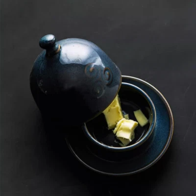 2XPorcelain Mini Butter Dish With Lid Storage Container Fine Dinning Handmade - Image 1 of 4