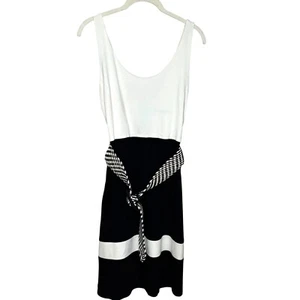 Alice + Olivia Dress Size Large Black Cream Knit Woven Statement Belt Y2K - Picture 1 of 8