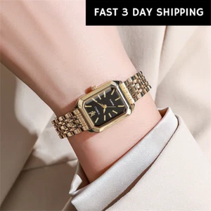 Luxury Ladies Fashion Quartz Watch Simple Scale Square Quality Gold Plated Women - Picture 1 of 13