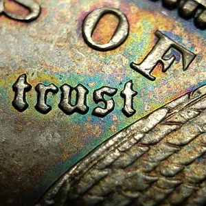 1886 $1 Morgan Silver Dollar - Luster - Watercolor Rainbow Accent Toning - D5857 - Picture 1 of 18