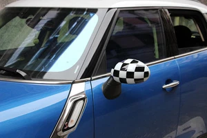 Checkered Side Mirror Cover Manual Fold For MINI Cooper R55 R56 R57 R58 R60 R61 - Picture 1 of 6