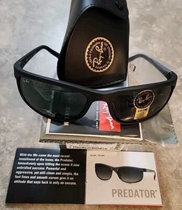 🔥 Ray-Ban PREDATOR 2 RB2027 W1847 BLACK Sunglasses GREEN Lenses w/out iWEAR KIT - Picture 1 of 10