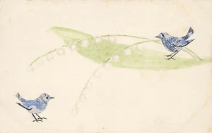 Estampillas postales cortadas a mano. Usadas en el diseño de una postal para pájaros única en su tipo - Imagen 1 de 2
