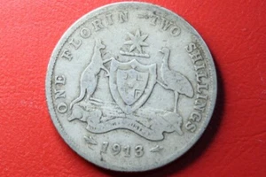 * 1913 SILVER FLORIN *SCARCE* gF PREDECIMAL COIN 925 SILVER #GTA13 - Picture 1 of 8