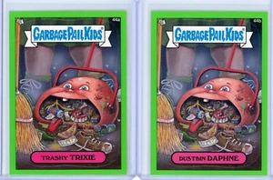 2012 Garbage Pail Kids BNS1 TRASHY TRIXIE & DUSTBIN DAPHNE 44A/B Green Parallels - Imagen 1 de 1