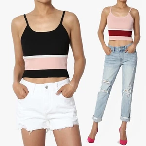 TheMogan Basic Solid Ribbed Knit Scoop Neck Cropped Cami Short Crop Tank Top - Picture 1 of 44