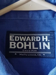 Edward H. Bohlin Shirt Mens Large USA Hollywood Western Blue Long Staple - Picture 1 of 5