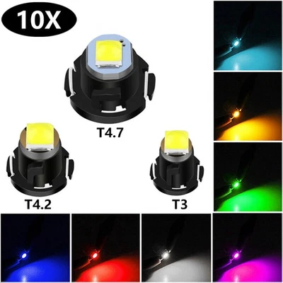 10x Car Bulb T3/T4.2/T4.7 LED Wedge Dashboard Panel Bulbs Instrument Light 12V - Image 1 of 4