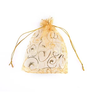 100pcs Champagne Eyelash Organza Drawstring Pouches Jewelry Wedding Gift Bags S❤ - Picture 1 of 10