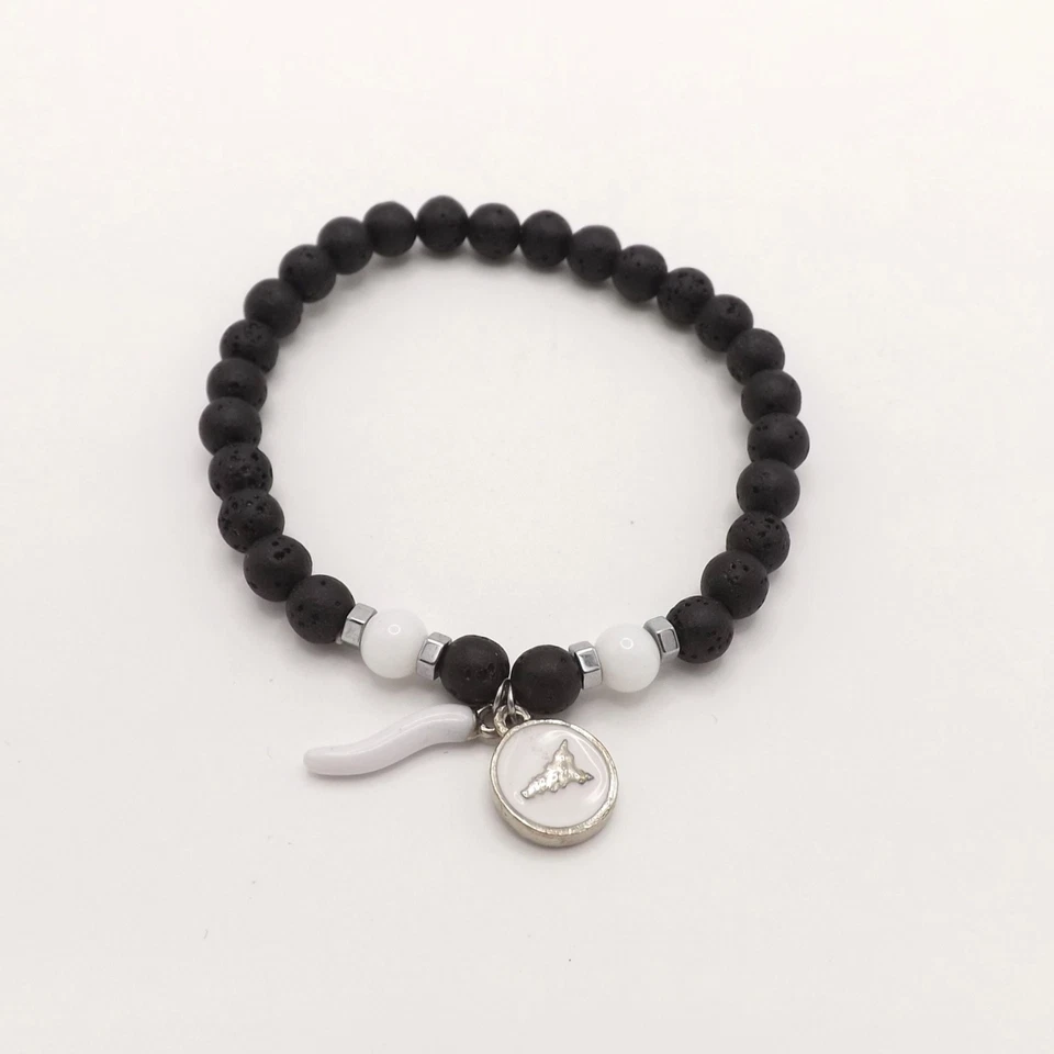 Mount Etna Lava Sicily Beaded Bracelet Italian Horn Stretchable Handmade New - Image 1 of 4