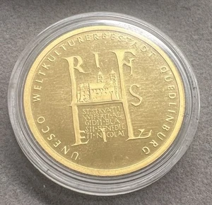 100 Euro Goldmünze Deutschland, 2003 Unesco-Weltkulturerbestadt Quedlinburg, D - Bild 1 von 4