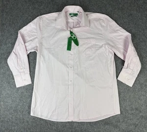 Camicia classica nuova con etichetta Bianco Brioni rosa cotone due strati Sm difetto XL 17,5 34x35 - Foto 1 di 9