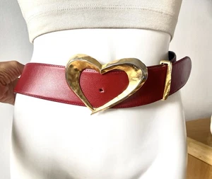 Christian Lacroix 80/90 Ceinture Cœur 38/42 Cuir Rouge Vintage Belt Bijou France - Imagen 1 de 8