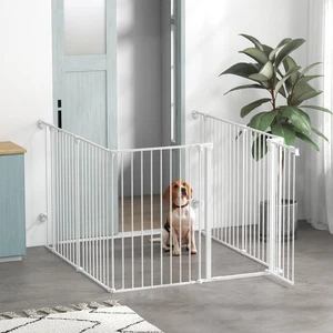 PawHut 2 in 1 Dog Pen, Safety Pet Gate, 6 Panels, for Medium Dogs, 90Hcm - White - Picture 1 of 11