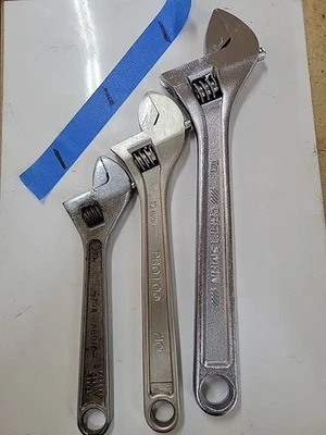 (3) Adjustable Wrenches 12"- 10"- 8" All Good Proto Craftsman  - Image 1 of 4