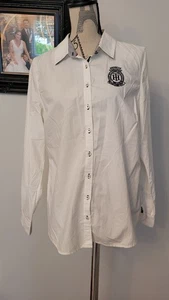 Tommy Hilfiger White American Heritage Smart Casual Shirt Blouse Size 10 - Picture 1 of 18