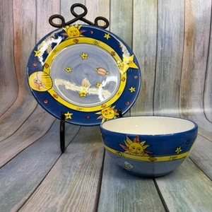 Inspirado Stonelite Seattle Astrology Celestial Sun Moon Stars Plate Bowl VTG - Picture 1 of 13