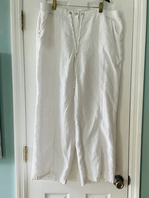JM Collection女式14码白色亚麻衬里弹性腰裤口袋 — 第 1/4 张图片