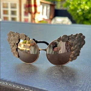 Gafas de sol Linda Farrow marrón con círculos decorativos de metal Cateye perfectas - Imagen 1 de 10