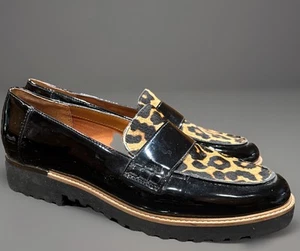 Mocasines Franco Sarto charol negro con piel estampado de leopardo talla 9,5 M - Imagen 1 de 12