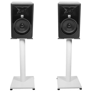 (2) JBL 305P MkII 5" Powered Studio Monitor Monitoring Speakers+White 21" Stands - Picture 1 of 11