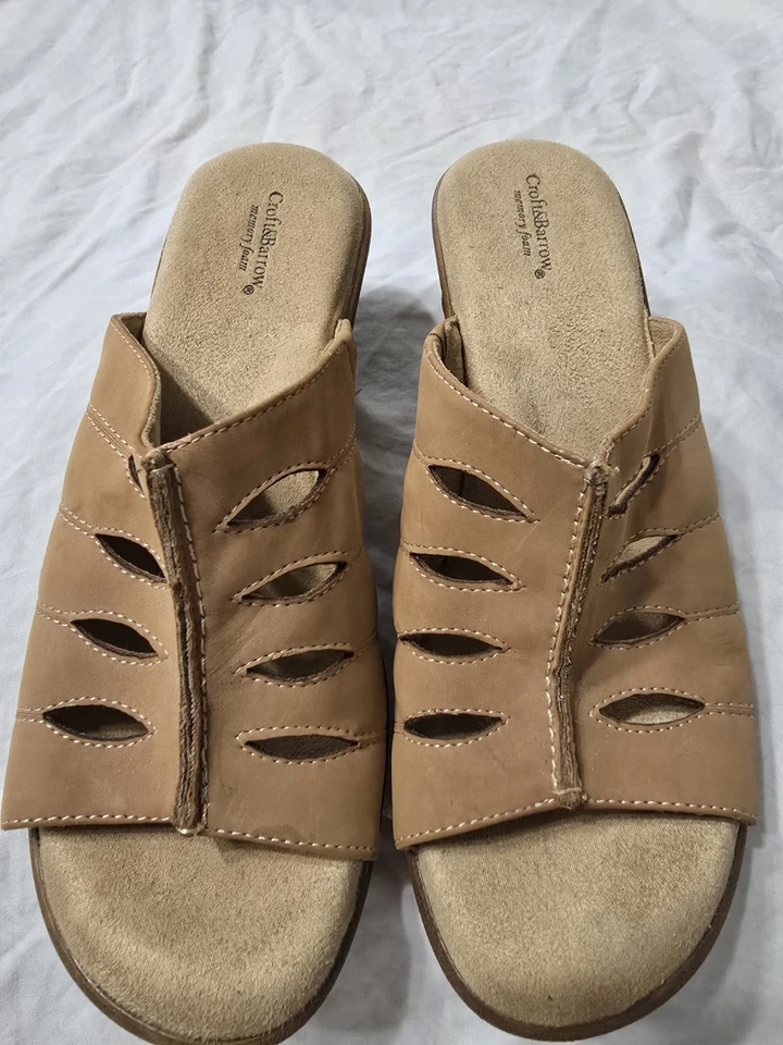 Croft&Barrow 女式 8 码棕色凉鞋带记忆泡沫。 — 第 1/4 张图片