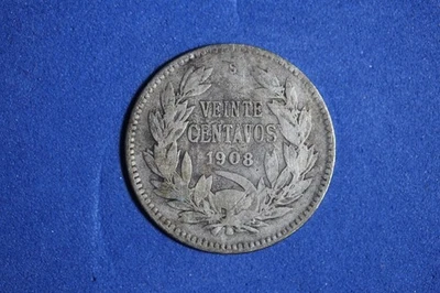 1908 Chile 20 Centavos 40% Silver Coin #M24672 - Image 1 of 2