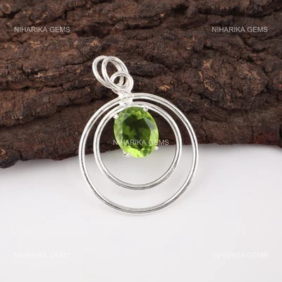 Peridot Edelstein Kunst Deko Boho August Ethno Geburtstag Anhänger Schmuck 925 - Bild 1 von 4