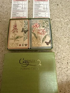 Carte da gioco Caspari decoupage floreale con farfalla 2 mazzi completi - Foto 1 di 6