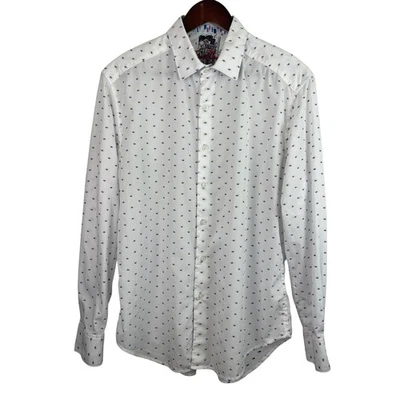 Robert Graham Size Medium White Blue Pink Geo Print Button Flip Cuff Shirt - Image 1 of 4