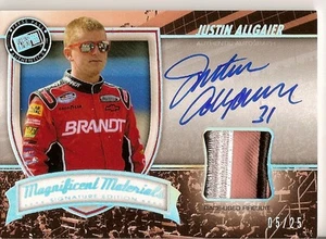 2011 Fanfare Justin Allgaier Auto RU Firesuit 3 Color Patch /25 Autograph - Bild 1 von 1