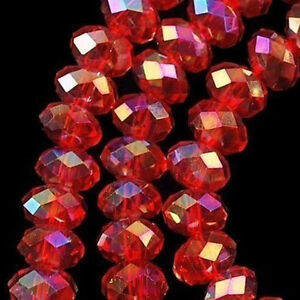 94-100 PCS , 4 X 6 mm Faceted Red Crystal Gemstone Abacus Loose Beads