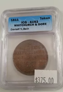 1811 GREAT BRITAIN Token, Witchurch & Dore. ICG Certified AU53 - Picture 1 of 3
