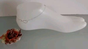 Silver Heart & Rhinestone Ankle Bracelet Womens Costume Jewelry Gift New - Picture 1 of 5