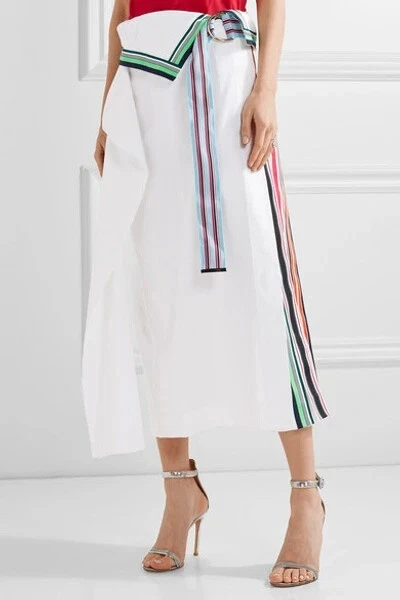 Saia Georgette de Linho 6 SEM CINTO DIANE von FURSTENBERG DVF Plissada Acabamento em Grosgrain - Imagem 1 de 4