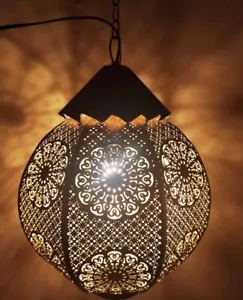 24"Moroccan Turkish Metal Gold Ceiling Lamp Exclusive Gold Light Wedding Décor - Picture 1 of 9