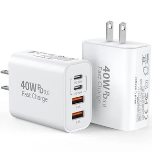 USB C Charger Block 40W 4-Port Type C Charger Fast Phone Charging Block Cube ... - Picture 1 of 6