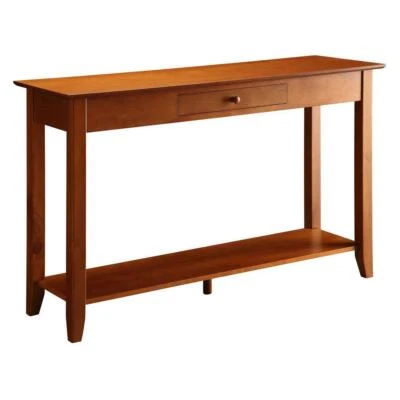 Convenience Concepts Console Table Cherry Wood Storage Drawer Modern Design - Image 1 of 3