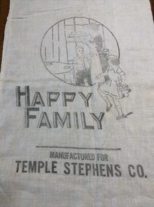 Vintage Feed Flour Towel Happy Family Temple Stephens Rare - Picture 1 of 5