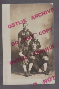 Osage IOWA RPPC c1910 BASEBALL TEAM Players Uniforms STUDIO SHOT Catchers Mitt - Picture 1 of 3