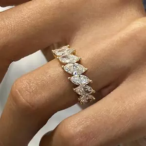 Marquise Lab-Created Diamond Half Eternity Ring 2.15ct E/VS1 14K Yellow Gold - Picture 1 of 11