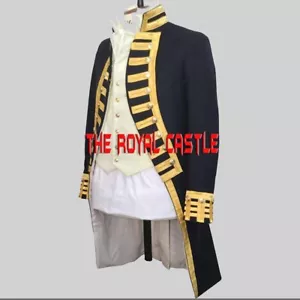 New British 1795-1812th Admiral Period Frock & Vest Naval War Jacket Fast Ship - Picture 1 of 8